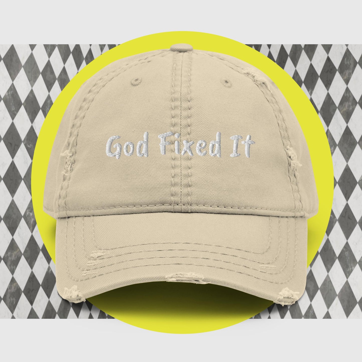 "God Fixed It" Distressed Dad Hat